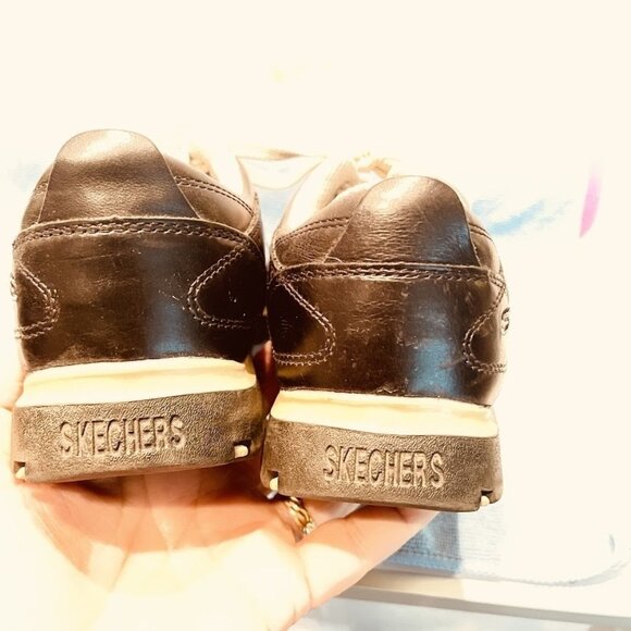 Skechers Shoes Womens Size 7.5 Black Leather Comfort Walking Athletic 45055 Y2K - Picture 12 of 16